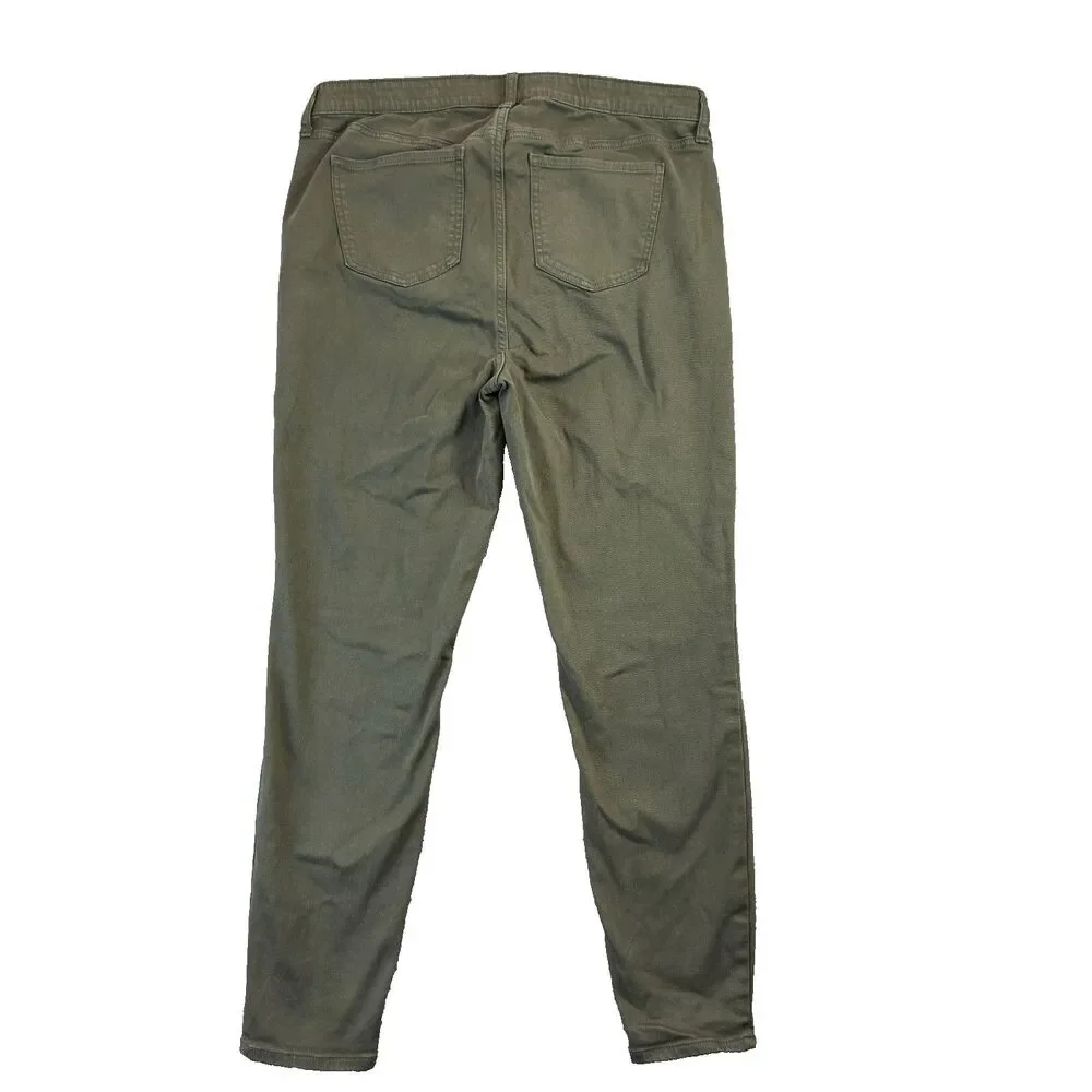 Torrid Jeans Womens 14R Olive Green Sky High Skinny Button Fly Stretch Regular